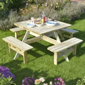 Image of Square Picnic Table with Grey Parasol