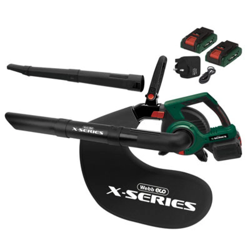 Image of Webb X Series WEV20X2BV 40v Cordless Brushless Leaf Blower and Vaccum 2 x 4ah Li-ion USB Charger WEV20X2BVB4X