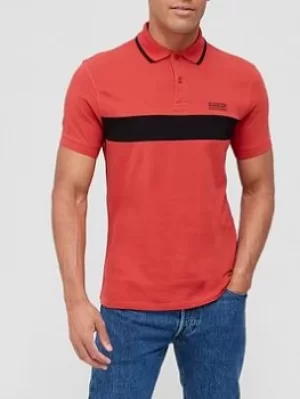 image of Barbour International Block Stripe Polo Shirt, Red Size M Men