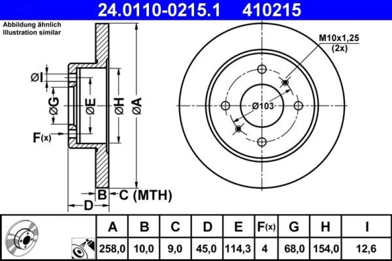 Image of ATE 24.0110-0215.1 Brake disc solid, Coated Brake Disc (82)