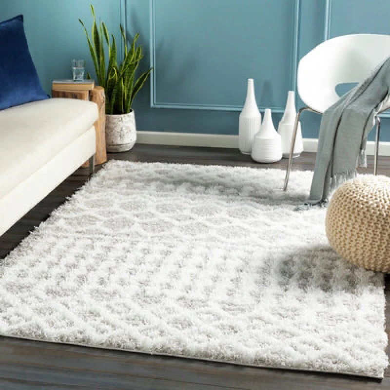Image of Livabliss Shaggy Geometric Plush Pile Light Grey Nour Area Rug 130 X 170 Cm - Easy Care, Non Shedding, Ideal For Living Room & Bedroom