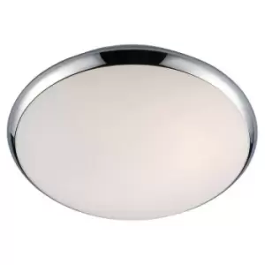 image of Netlighting Modern Flush Ceiling Light Chrome, White 1 Light with White Shade, E