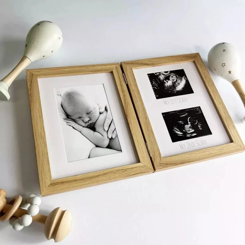 Image of Marco Paul Newborn & Baby Scan Photo Frames in Natural Natural Unisex