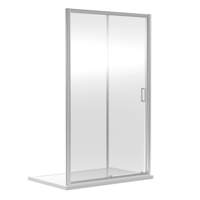 Image of Balterley Safety Glass Reversible Sliding Shower Door Chrome 6mm 1400mm Silver