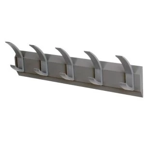 image of Acorn Linear Hat and Coat Wall Rack with Concealed Fixings 5 Hooks Graphite