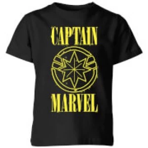 image of Captain Marvel Grunge Logo Kids T-Shirt - Black - 11-12 Years