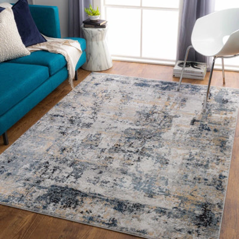Image of Livabliss Abstract Modern Marble Medium Grey Lena Area Rug 200 X 275cm - Easy Care, Non Shedding, Ideal For Living Room & Bedroom