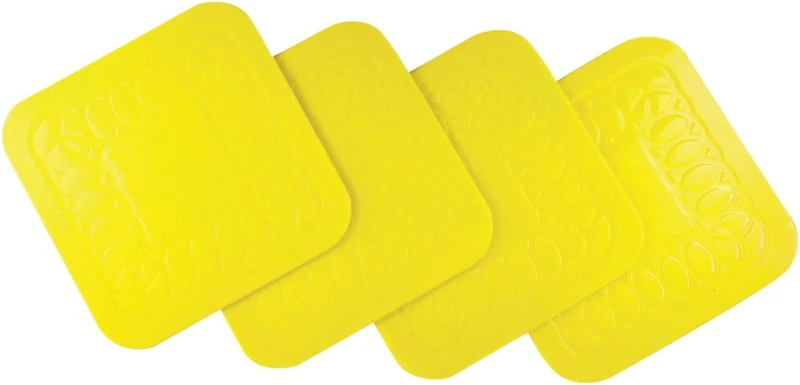 Image of Aidapt Tenura Anti Slip Silicone Rubber Square Coaster Pack of 4 Yellow Yellow