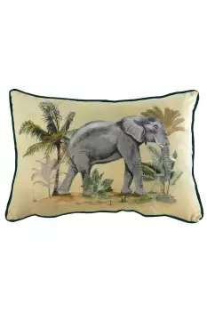 image of Kibale Jungle Elephant Hand-Painted Printed Cushion