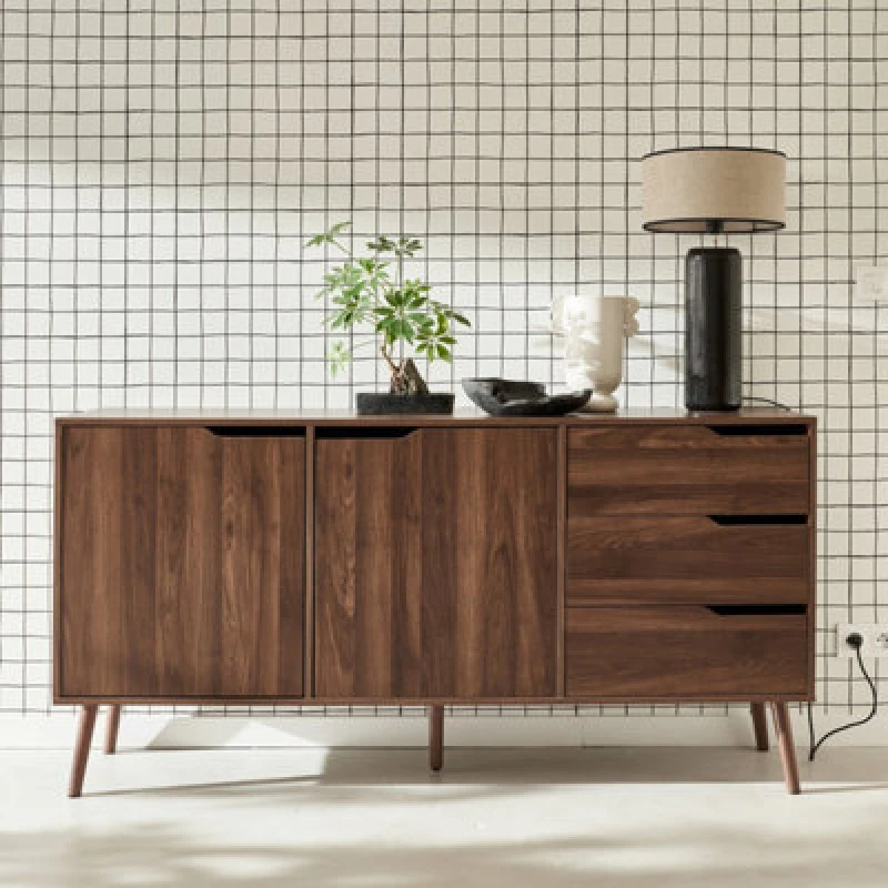 Image of sweeek 160cm Walnut Wood-effect Sideboard Brown