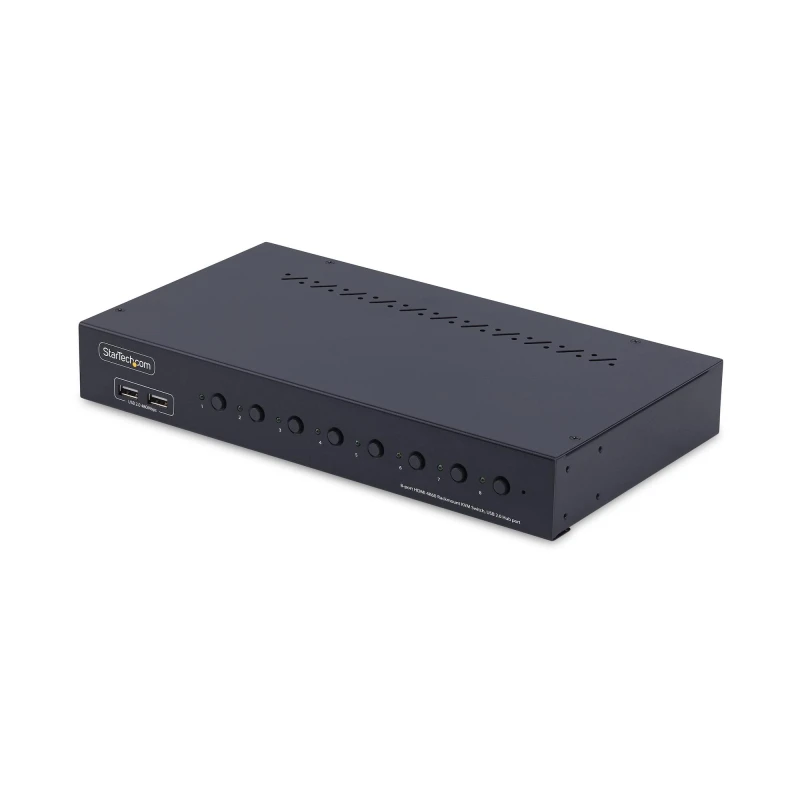 Image of StarTech.com StarTech.com 8-Port HDMI KVM Switch with 1U Rack Mount Kit, 4K 60Hz HDMI 2.0, Push-Button & Hotkey Switching, 4-Port USB Hub, OS Independ