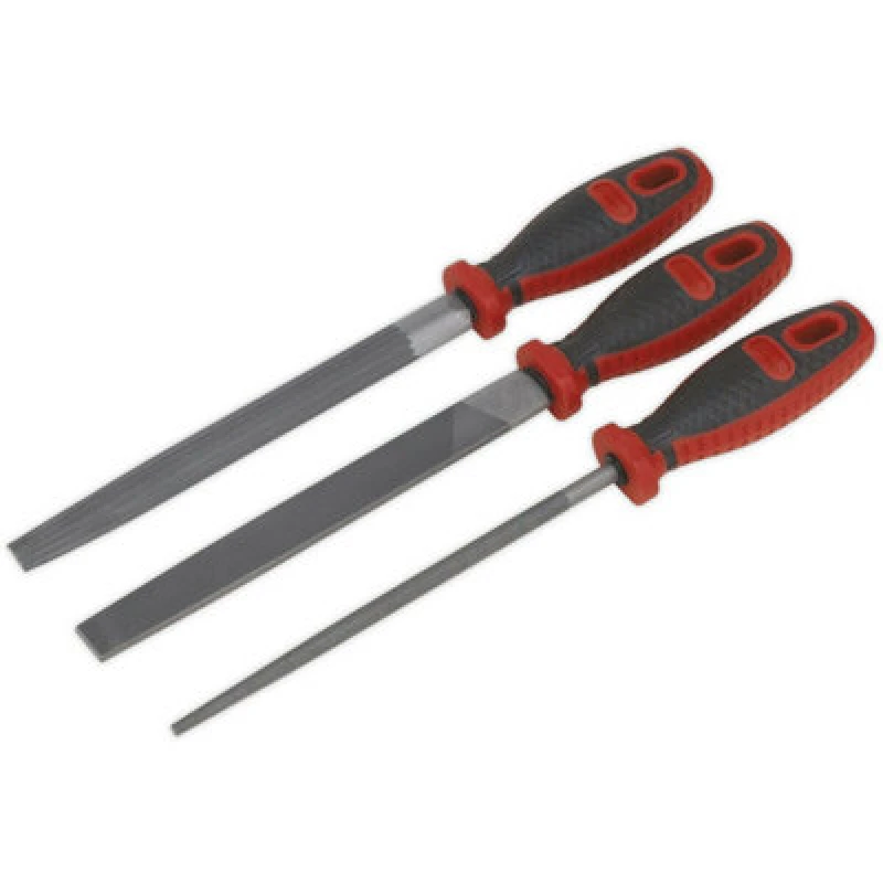 Image of Loops 3 Piece Engineers 200mm File Set - Flat Half-Round and Round - Double Cut Multi