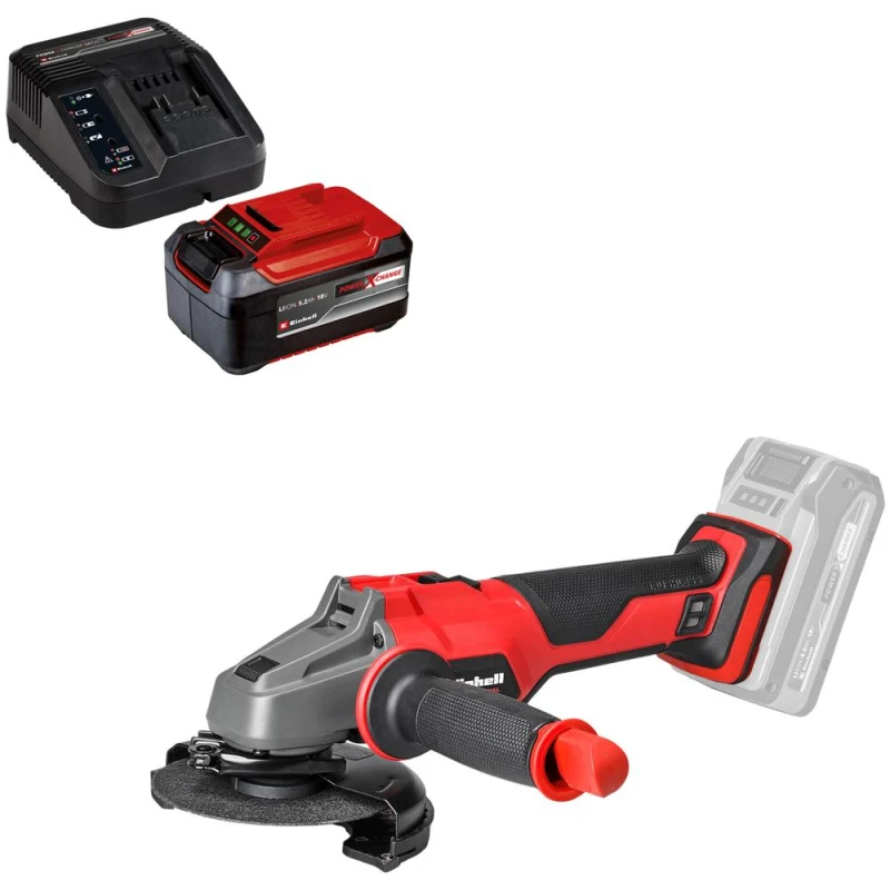 Image of Einhell Professional AXXIO 18/115 18v Cordless Brushless Angle Grinder 115mm 1 x 5.2ah Li-ion Charger No Case AXXIO 18/115