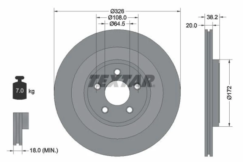 Image of Brake disc TEXTAR 92178005