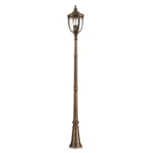Image of Outdoor IP44 3 Bulb Lamp Post British Bronze LED E14 60W Bulb Outside External
