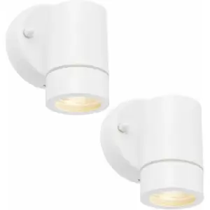 image of Loops - 2 pack Dimmable Outdoor IP44 Downlight - 7W GU10 LED - Gloss White & Glass