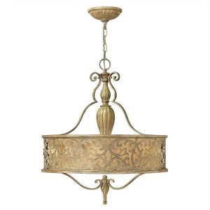 Image of 3 Light Round Ceiling Pendant Chandelier Brushed Champagne, E27