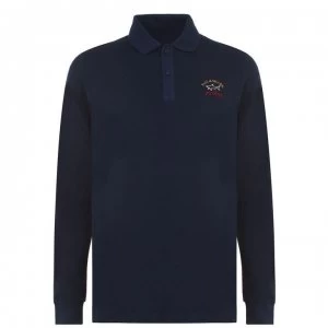 image of Paul And Shark Crew Basic Long Sleeve Polo Shirt - Navy 013