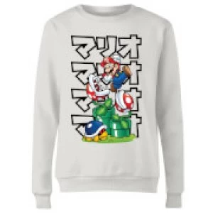 Image of Nintendo Super Mario Piranha Plant Japanese Womens Sweatshirt - White - L