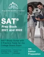 Image of sat prep book 2021 and 2022 sat study guide with 2 practice tests for the c