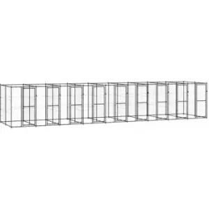 Image of Vidaxl - Outdoor Dog Kennel Steel 21.78 m² Black