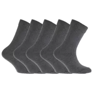 image of FLOSO Childrens/Kids Plain School Socks (Pack Of 5) (4-6 UK) (Grey)