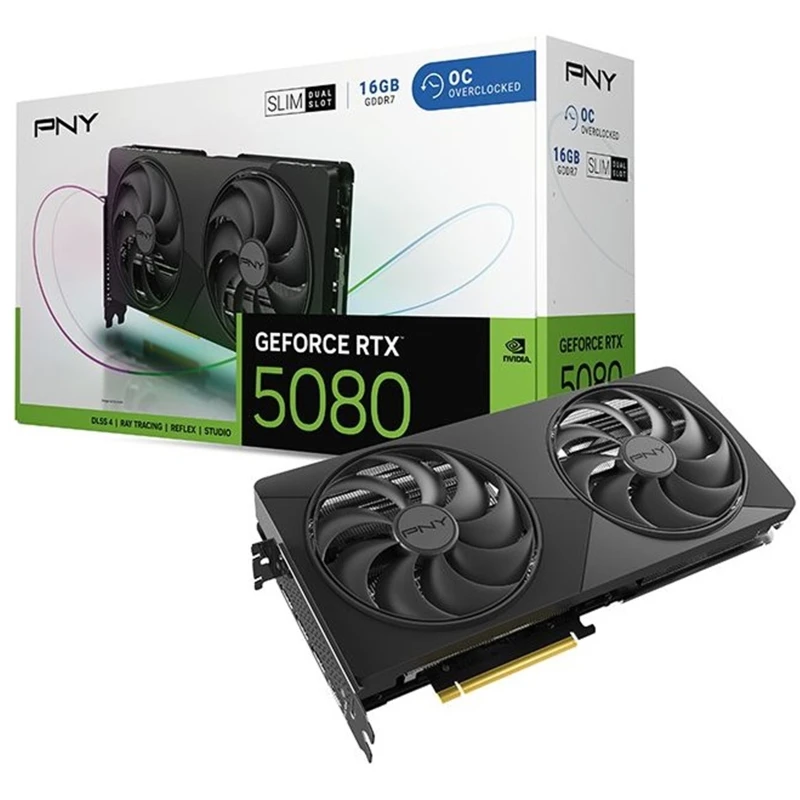 Image of PNY NVIDIA GEFORCE RTX 5080 SLIM OC 16GB GDDR7 Graphics Card. 10752 Cu