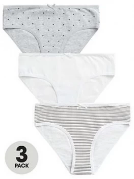 Mango Girls 3 Pack Spot/Stripe Knickers - Grey