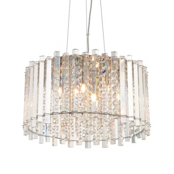 Image of Vogue Crystal Armoury Integrated LED Pendant Fitting 52cm Chrome