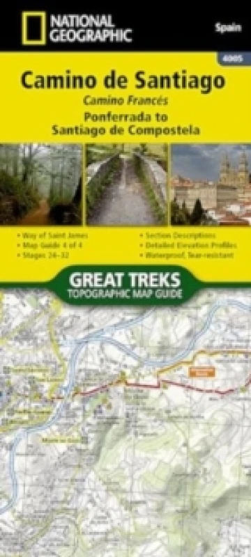 Image of Camino de Santiago - Camino Frances Map 4 of 4 : Ponferrada to Santiago de Compostela Sheet map, folded