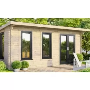 Image of Power Sheds 18 x 10ft Right Hand Door Pent Notched Logs Log Cabin