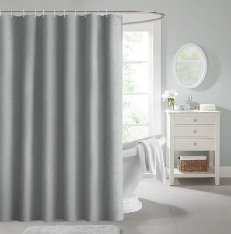 Image of Velosso Grey Dots Shower Curtains 180Cm X 180Cm