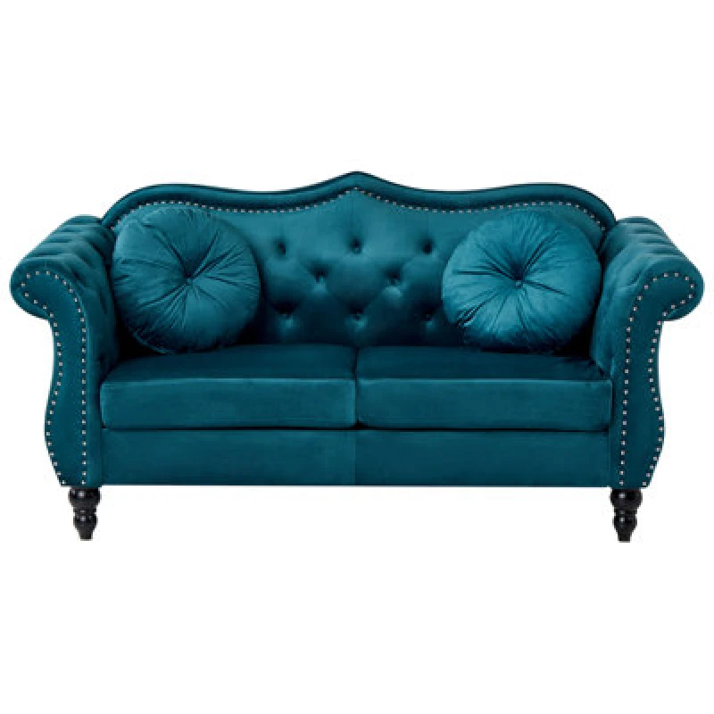 Image of Beliani Sofa 2 Seater Skien Velvet Teal