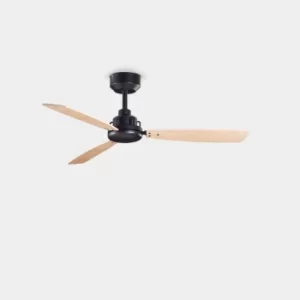 image of Xaloc 3 Blade 100cm Ceiling Fan Metallic Black, Light Wood