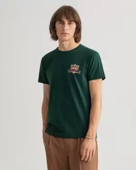 image of GANT Men Banner Shield T-Shirt (L) Green