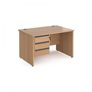 image of Dams International Straight Desk with Beech Coloured MFC Top and Graphite Frame Panel Legs and 3 Lockable Drawer Pedestal Contract 25 1200 x 800 x 725