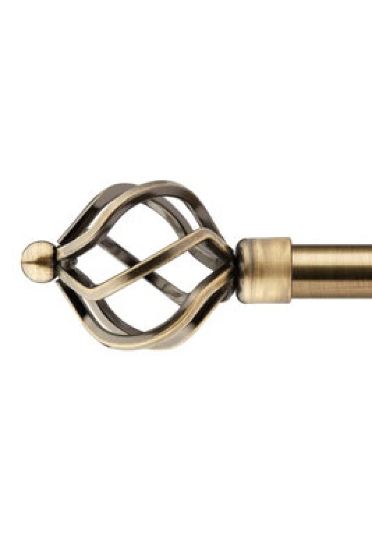 Image of Unknown 16-19mm Cage Extendable Eyelet Metal Curtain Pole Set Brass 120-210Cm