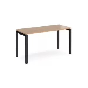 image of Bench Desk Single Person Starter Rectangular Desk 1400mm Beech Tops With Black Frames 600mm Depth Adapt