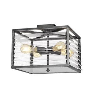 Image of Louvre 4 Light Flush Light Gunmetal Paint Finish