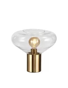 Image of Wide Table Lamp, 1 x E27, Ancient Brass, Clear Glass