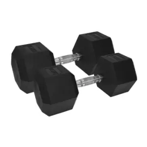 Image of UFE Urban Fitness Pro Hex Dumbbell - Rubber Coated (pair) (black, 2 X 22.5Kg)