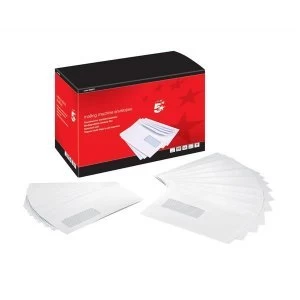 image of 5 Star Office C5 Mail Machine Envelopes Gummed Window 90gsm White Pack 500