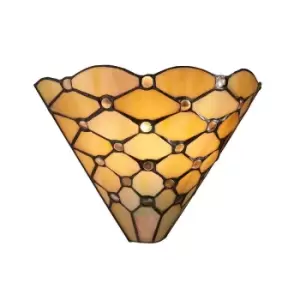 Image of Tiffany Glass Geometric Wall Light - Matt Black Steel - 40W E14 Golf Bulb Needed