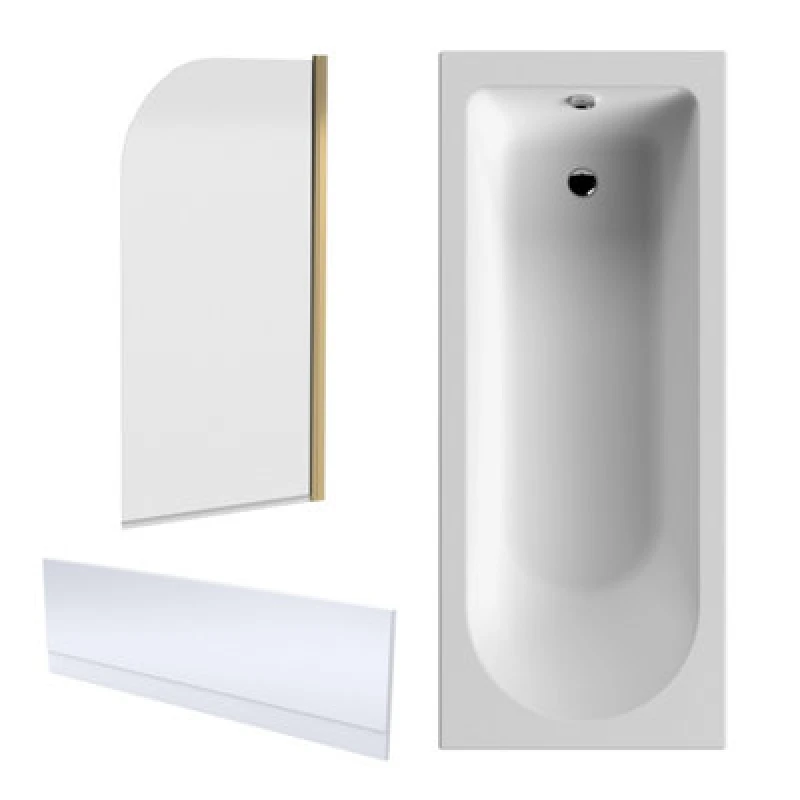 Image of Balterley Round Bathtub Front Panel with Bath Screen Brushed Brass Profile Bronze