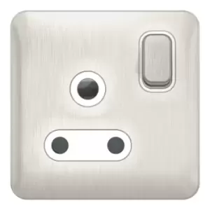 Image of Schneider LSD 1G 15A Round Pin Switched Socket White Insert Stainless Steel - GGBL3090WSSS