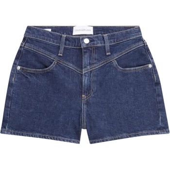 Image of Calvin Klein Jeans High Rise Denim Shorts - DENIM DRK 1BJ