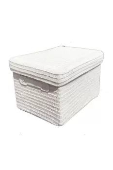 Image of Coloured Polyester Storage Basket Organiser With Lid 24 x 18 x 18 cm