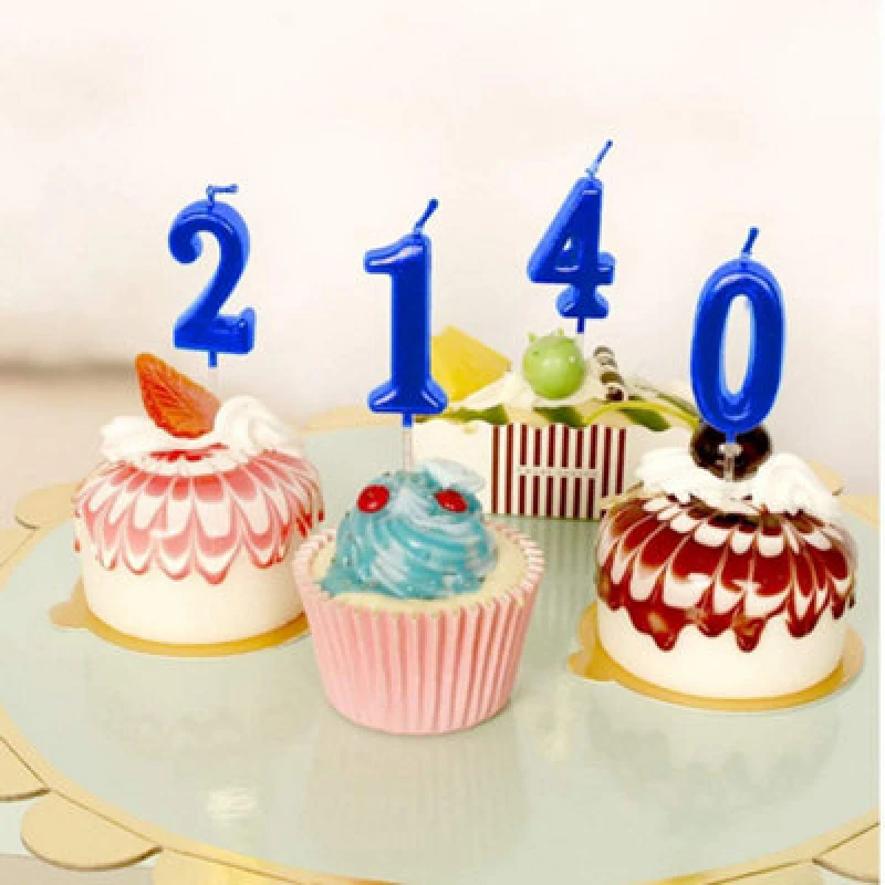 Image of Shatchi Blue 0 Number Candle Birthday Anniversary Party Cake Decorations Topper Blue unisex