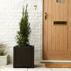 Image of Square Wooden Effect Planter Brown