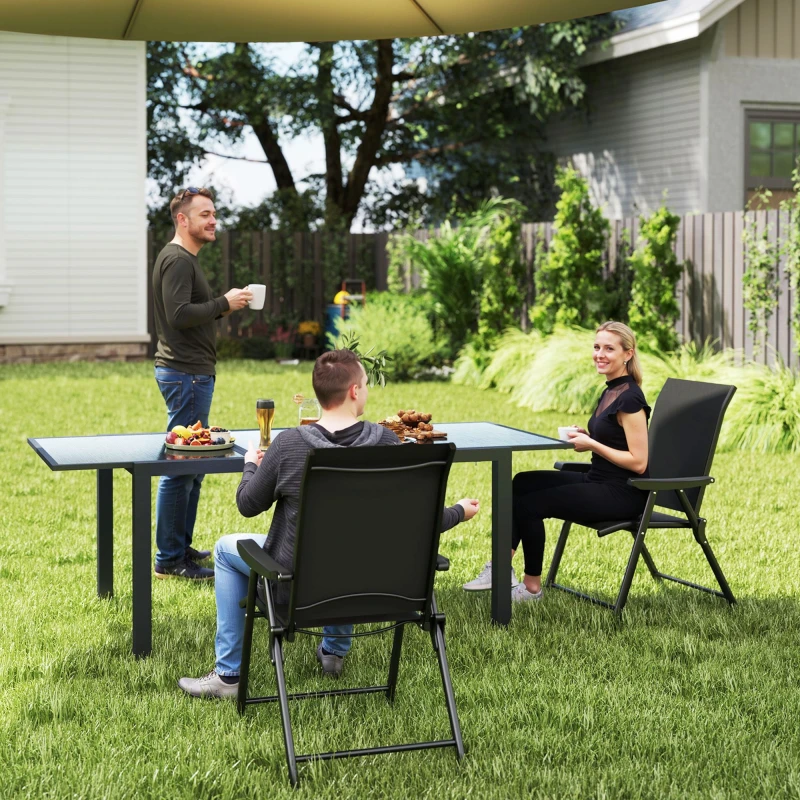 Image of Outsunny 2PCS Folding Chair w/ Breathable Mesh Fabric Seat, Black Jet Black